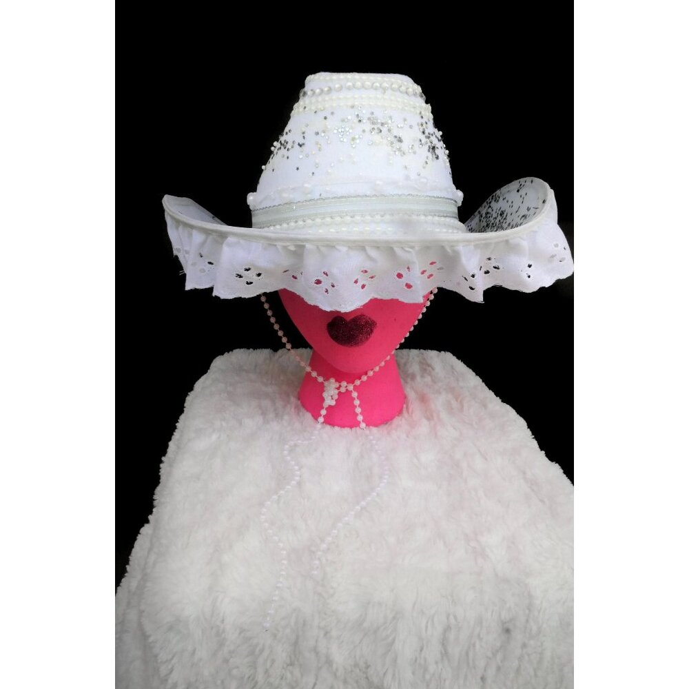 Glitter Pearl Wifey Cowgirl Hat